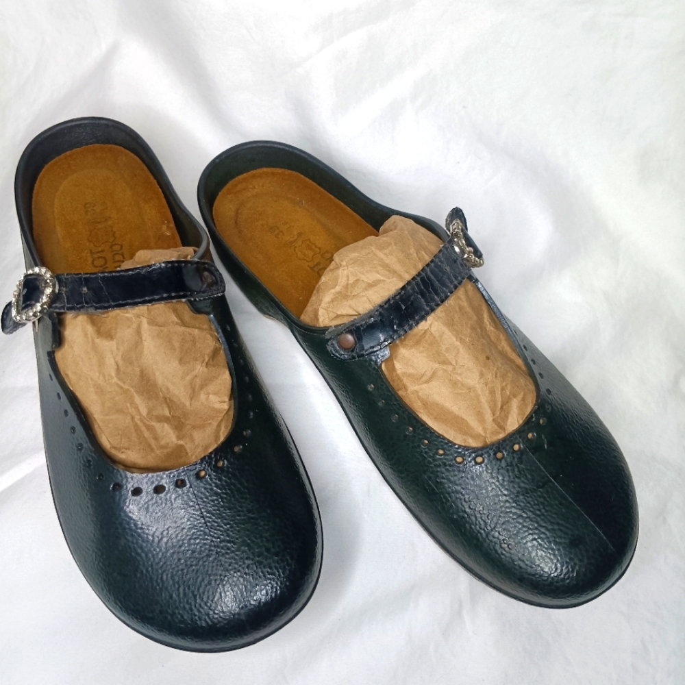 NAOT Mika Rubber Mary Jane Mules, women's size 9 very dark forest green